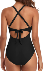 Cutout High Waisted One Piece Swimsuits-Black