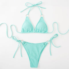 Sexy Solid Color Bikini Beach Set