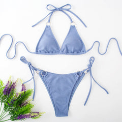 Sexy Solid Color Bikini Beach Set