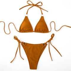 Sexy Solid Color Bikini Beach Set