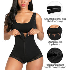 Lace Zipper Open Bust Shapewear