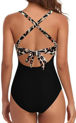 Cutout High Waisted One Piece Swimsuits-Leopard Print