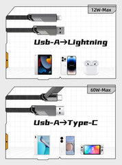 4-in-1 60W Nylon Fast Charging USB-C Cable