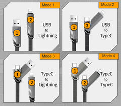 4-in-1 60W Nylon Fast Charging USB-C Cable