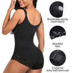 Lace Zipper Open Bust Shapewear