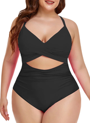 Cutout High Waisted One Piece Swimsuits-Black