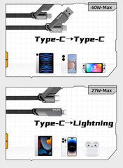 4-in-1 60W Nylon Fast Charging USB-C Cable