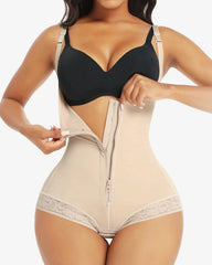 Lace Zipper Open Bust Shapewear