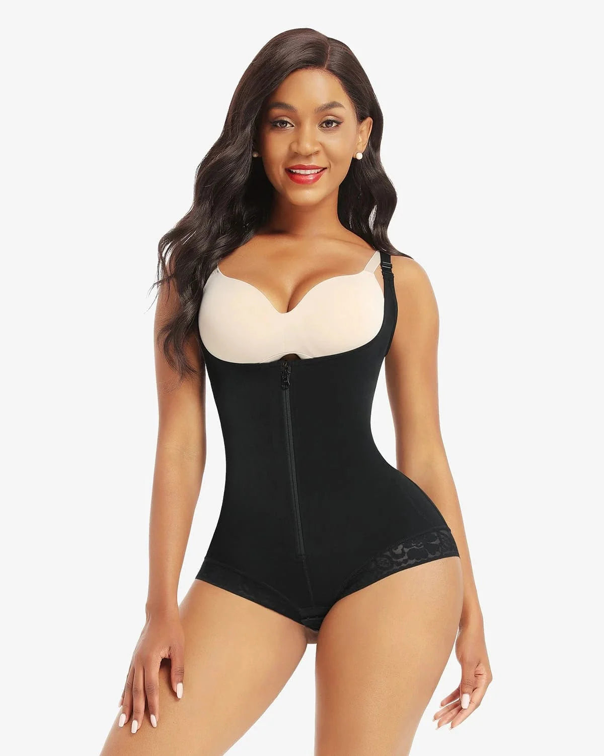 Lace Zipper Open Bust Shapewear