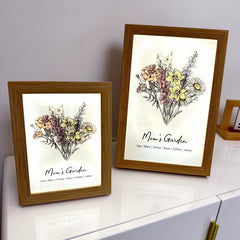 Personalized Family Birth Flower Bouquet LED Light Box Frame