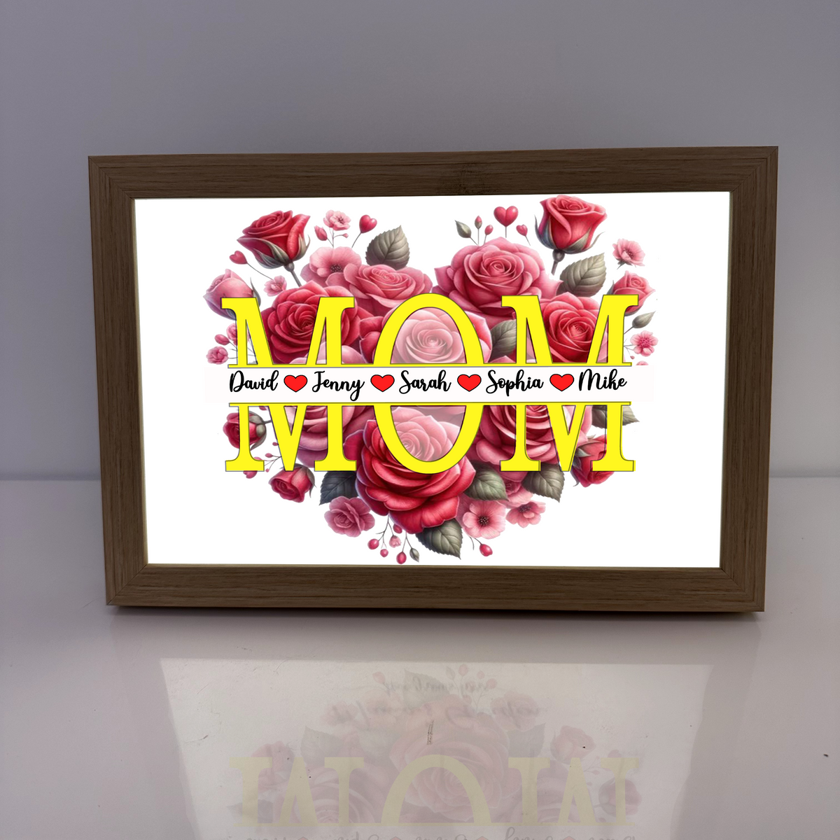 Personalized LED Flower Heart Light Box