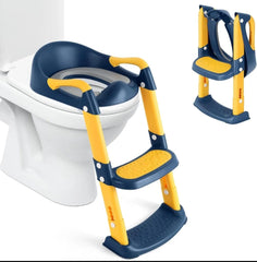 DreamMotto™ Toddlers Potty Training Toilet Seat Step Stool Ladder Adjustable Height for Kids.... Blue Child Toilet Seat