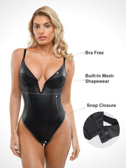 Built-In Shapewear Leather Bodysuit