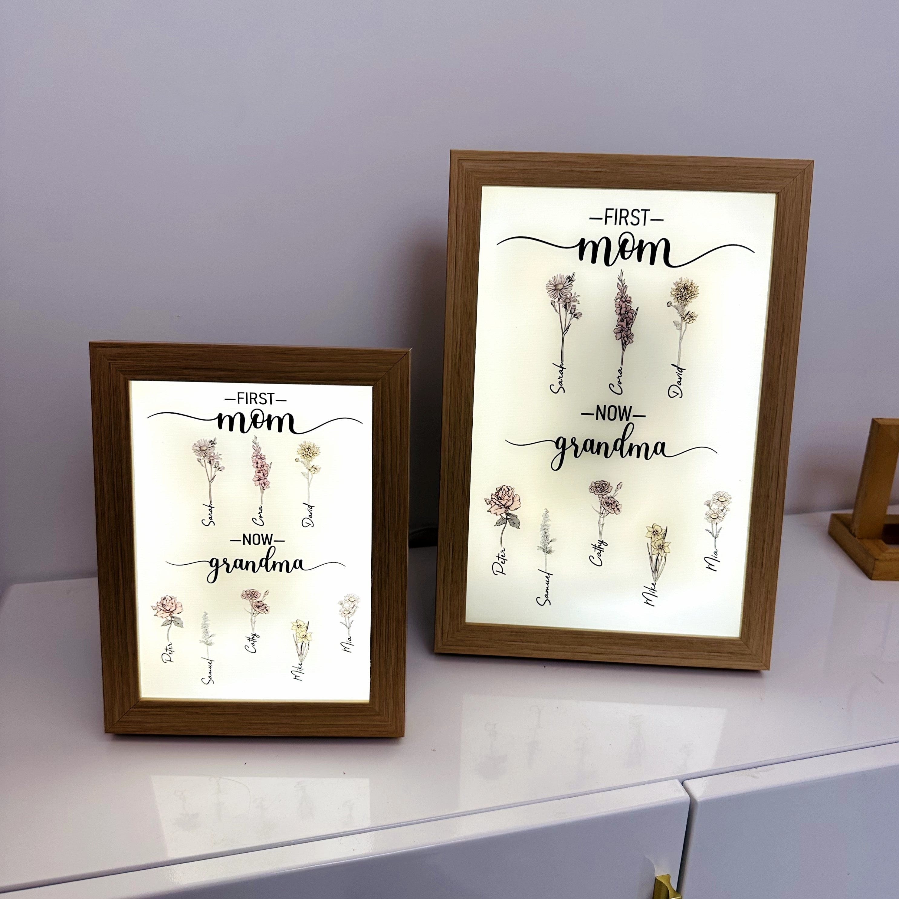 ulovis Picture Frame Light Box First Mom Now Grandma - Personalized LED Light Box